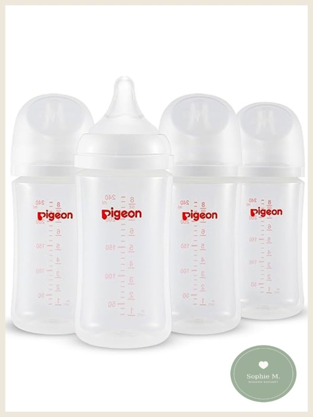 Anti-Colic Wide Neck Baby Bottle 8.1 oz 4 Pack BPA Free Silicone Nipple